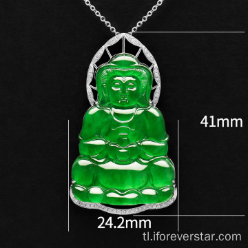 Likas na Jadeite Diamond Guanyin Buddha Pendant